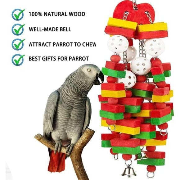 Bird Toys Parrot Toys with Nature Wood Bird Chewing Toys for Small& Medium Birds - Picture 4 of 7